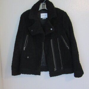 SAYLOR Black Sherpa Zip Up Collar Size XS Long Sleeve Jacket